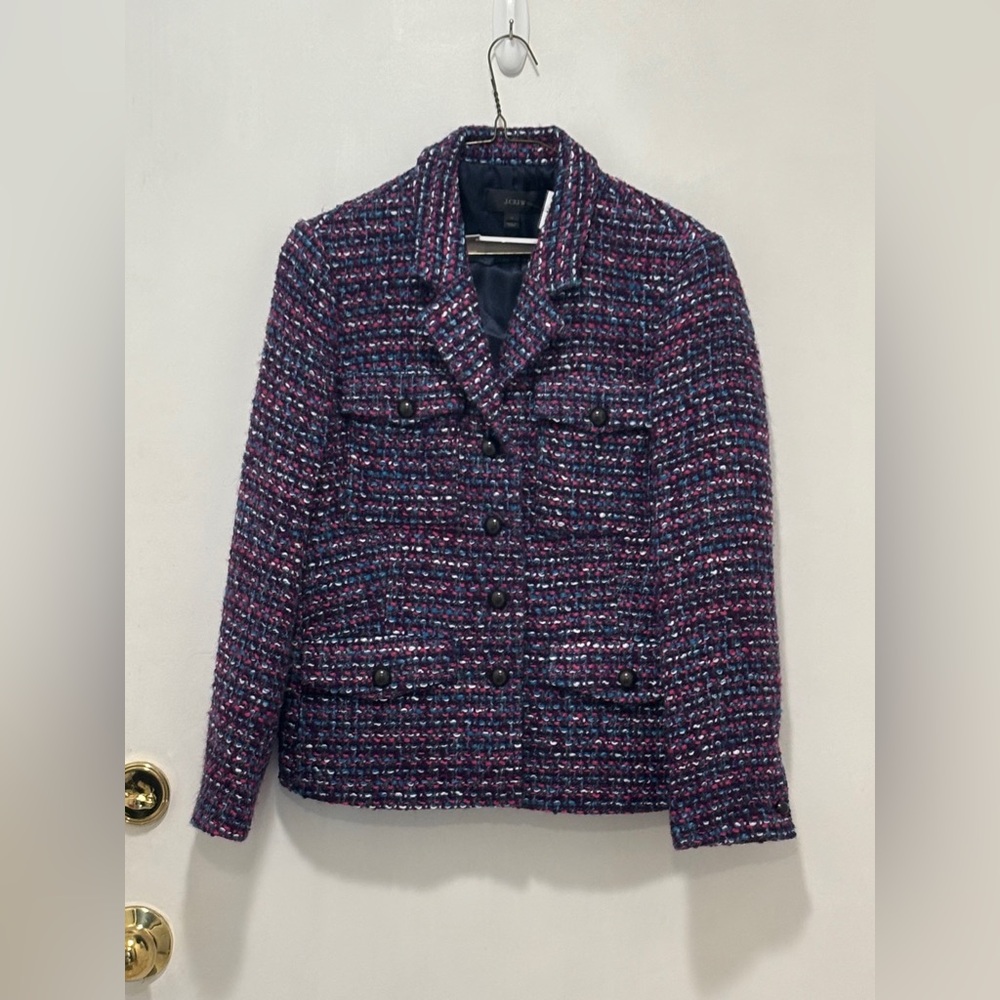 J. Crew Women's Tweed Blazer - Purple and Blue